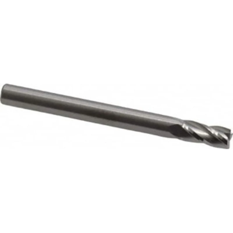 RobbJack 3/16, 3/8 LOC, 3/16 Shank Diam, 2 OAL, 4 Flute, Solid Carbide Square End Mill Single End, Uncoated, Spiral F...